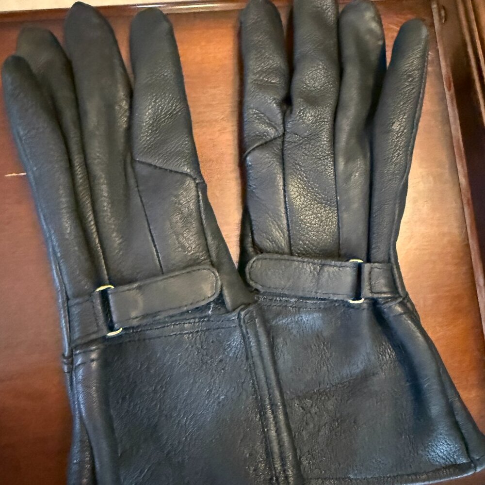 Black Leather Motorcycle Gloves Size Med